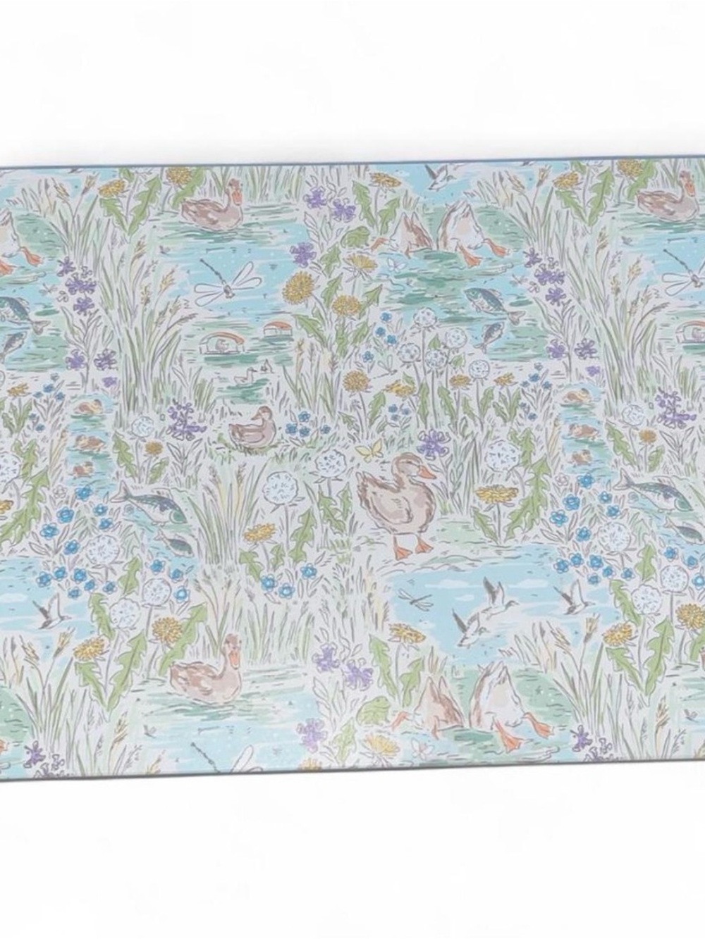 Tablet Cover with Pastel Duck Pond Print in Blue & Cream